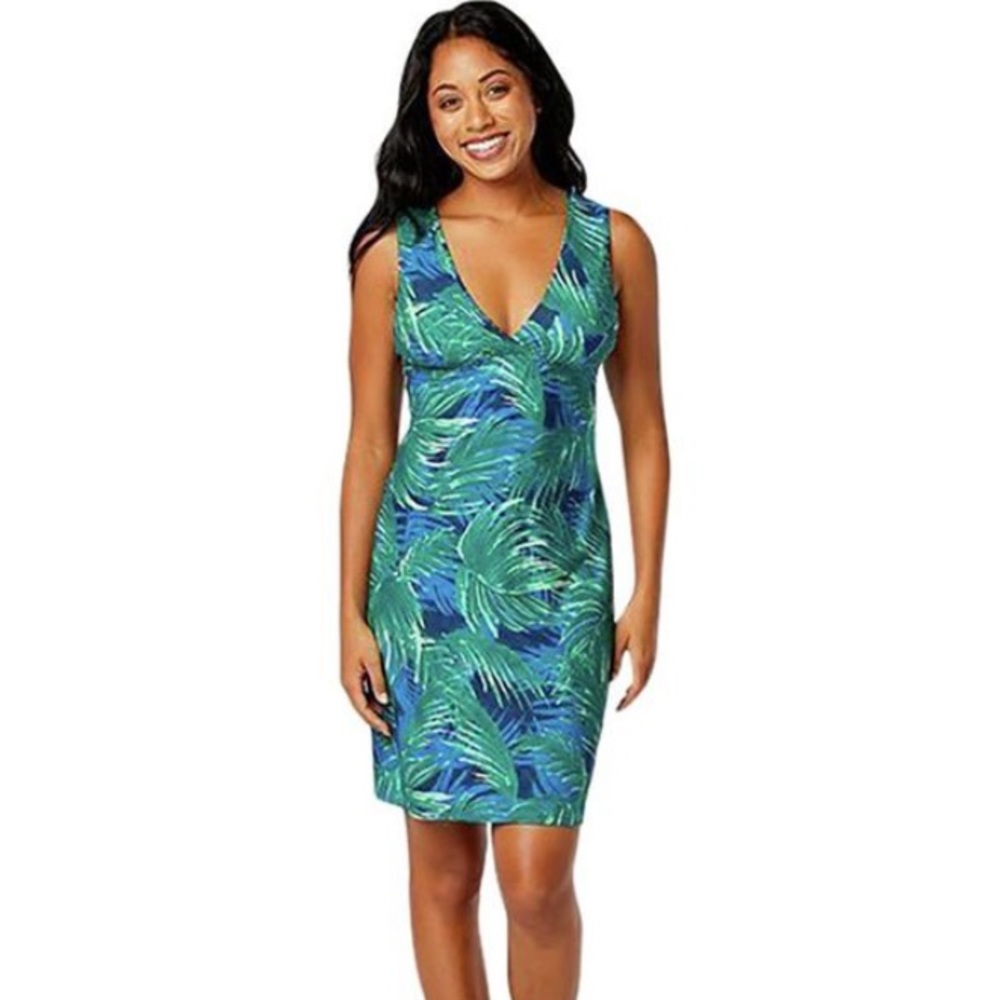 Carve Designs Blue/Green Azul Palms Stretchy Dress
